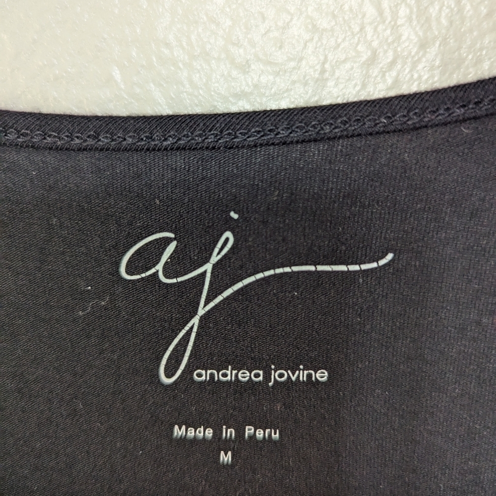 AJ Andrea Jovine NWT black long sleeve tshirt size M - Picture 4 of 5